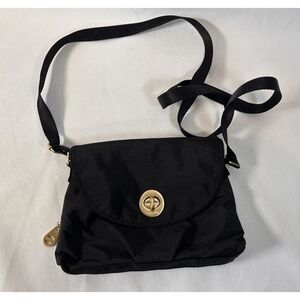 Baggallini Small Crossbody Bag Black Flip Lock Nylon Travel Purse